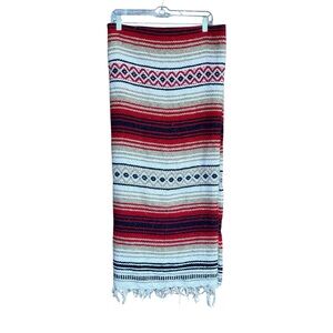 Vintage Artesanias Mickey Mexican Woven Blanket Geometric Aztec Ethnic Western